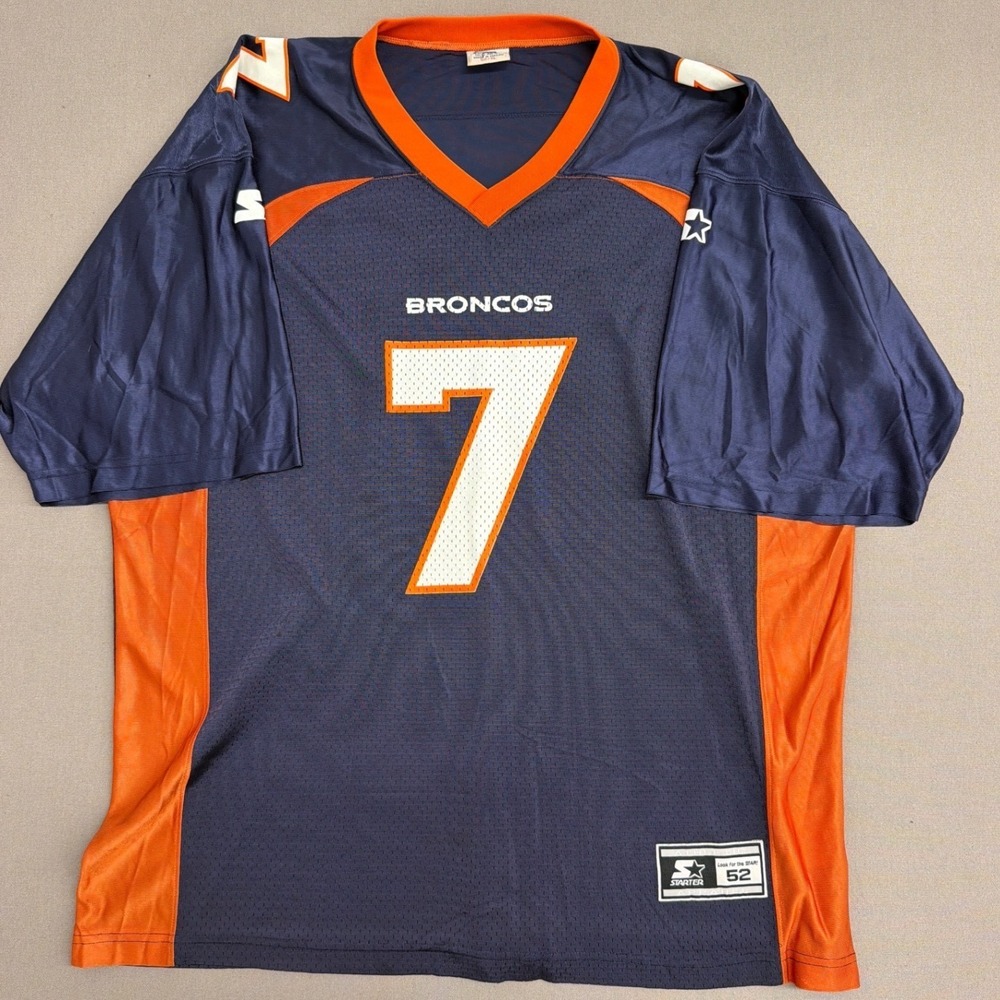 Vintage Starter Denver Broncos John Elway 7 Jersey‎ Mens 52 XL Navy Blue NFL 90s